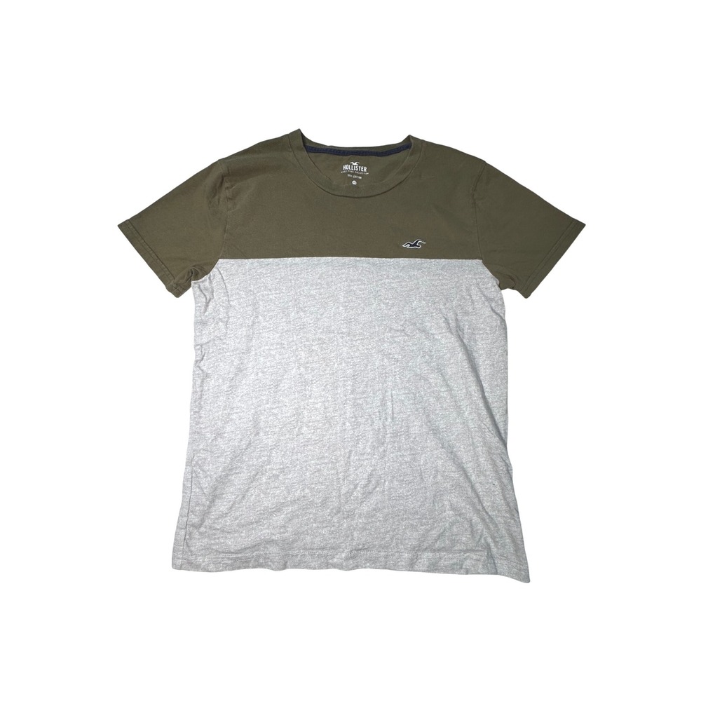Hollister Colorblock T Shirt Olive Green Grey Short‎ Sleeve XXS Cotton